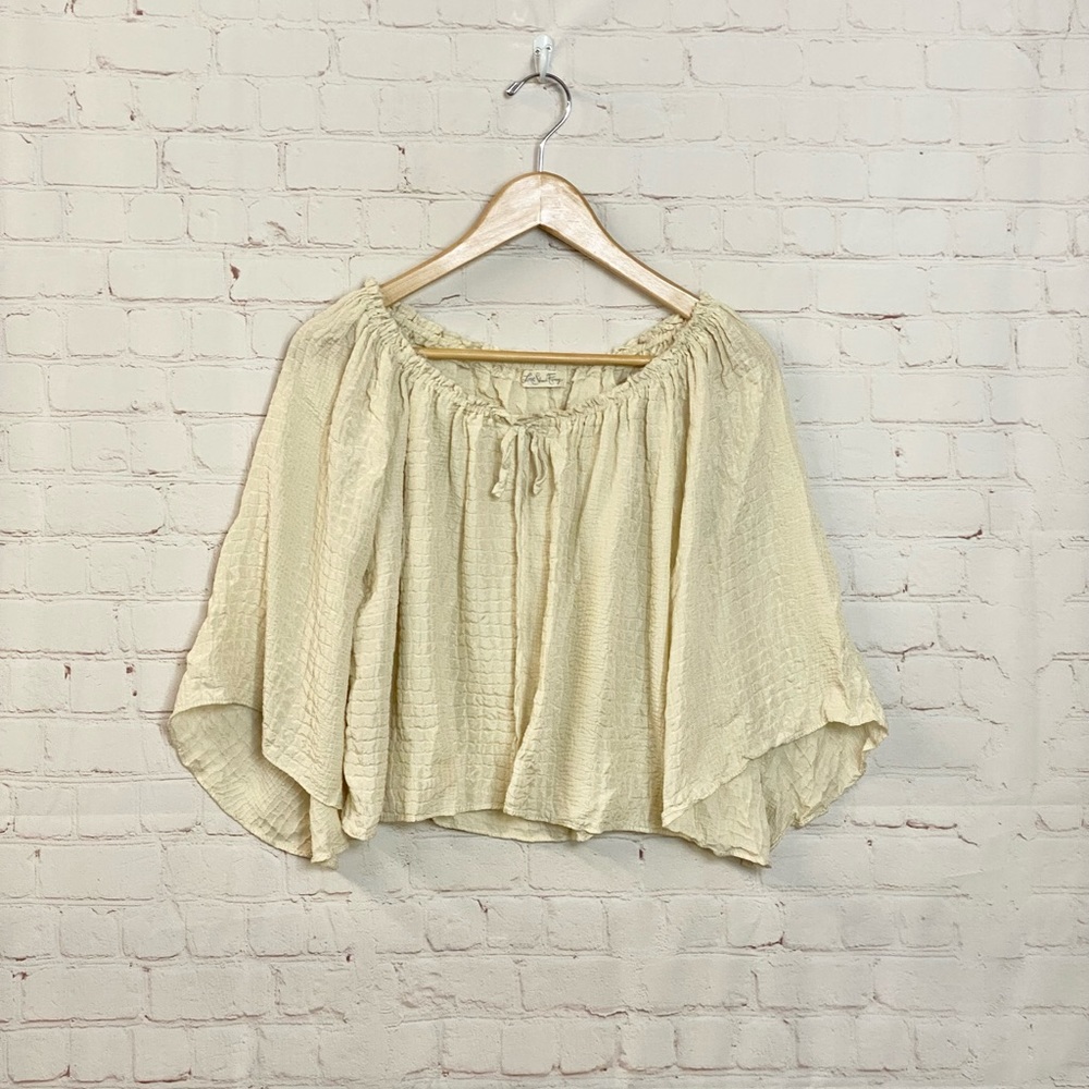 LoveShackFancy Cream Off-Shoulder Top